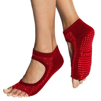 Women's Grip Socks - Pilates l Yoga l Barre - Magenta Cacti – Tucketts™