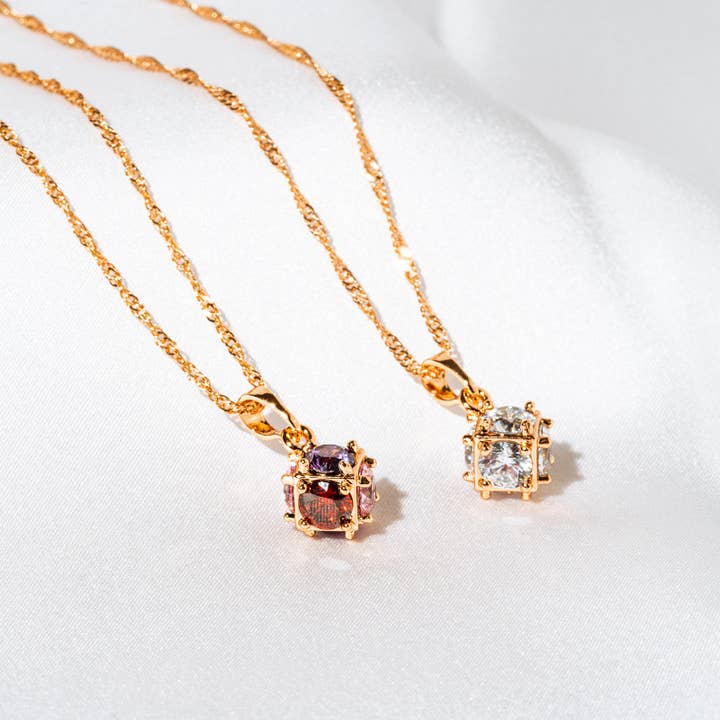 Harma Girls Vibrant Crystals Cube Necklace for wholesale by Harma