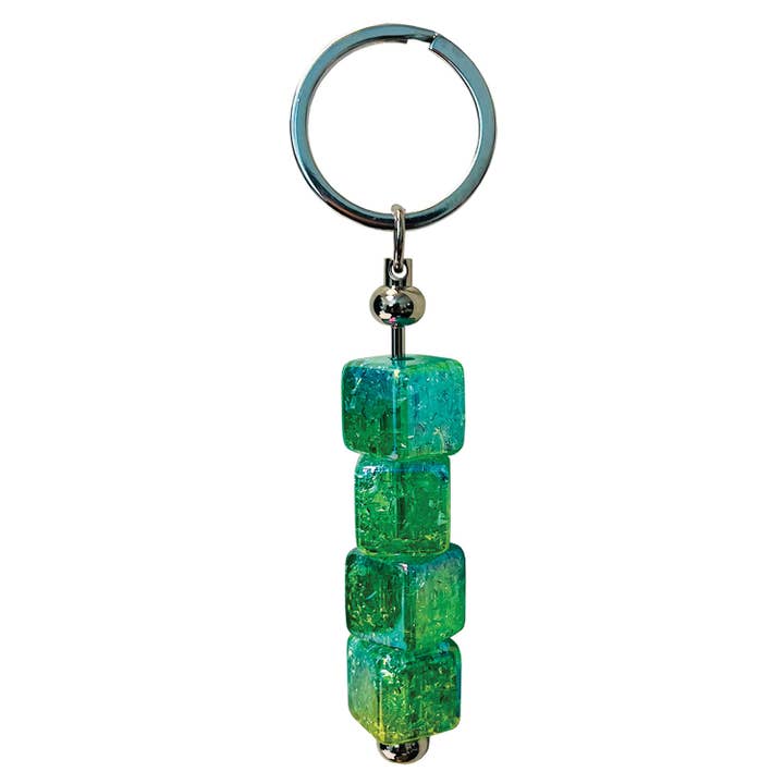 Shimmer Square Keyrings - Green for wholesale by Streamline