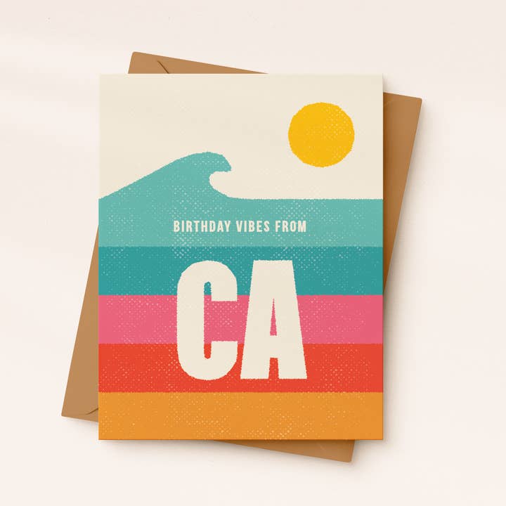 California Birthday Card | Birthday Vibes From CA | Cali for wholesale by Daydream Prints