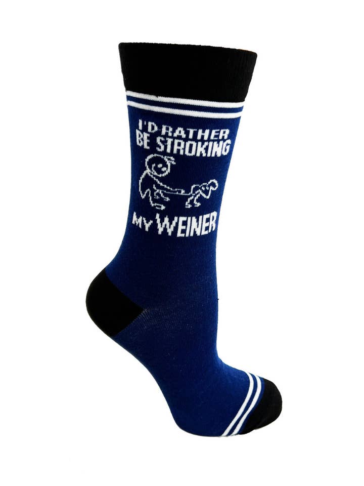 Fabdaz - Wholesale Socks - Unisex - I’d Rather Be Stroking My Weiner - Hey Now Unisex Crew Socks