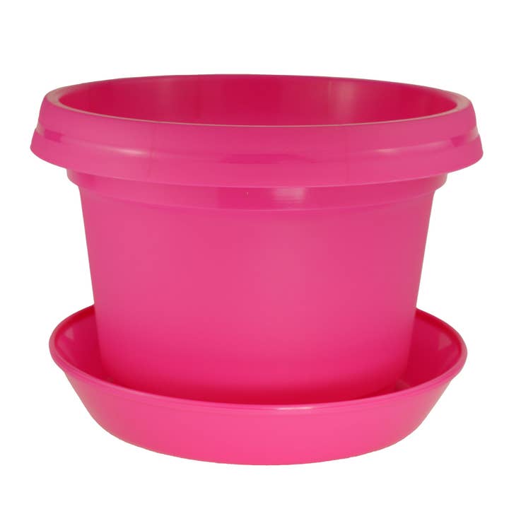 Pink Flower Pot with Saucer for wholesale by Austin Planter