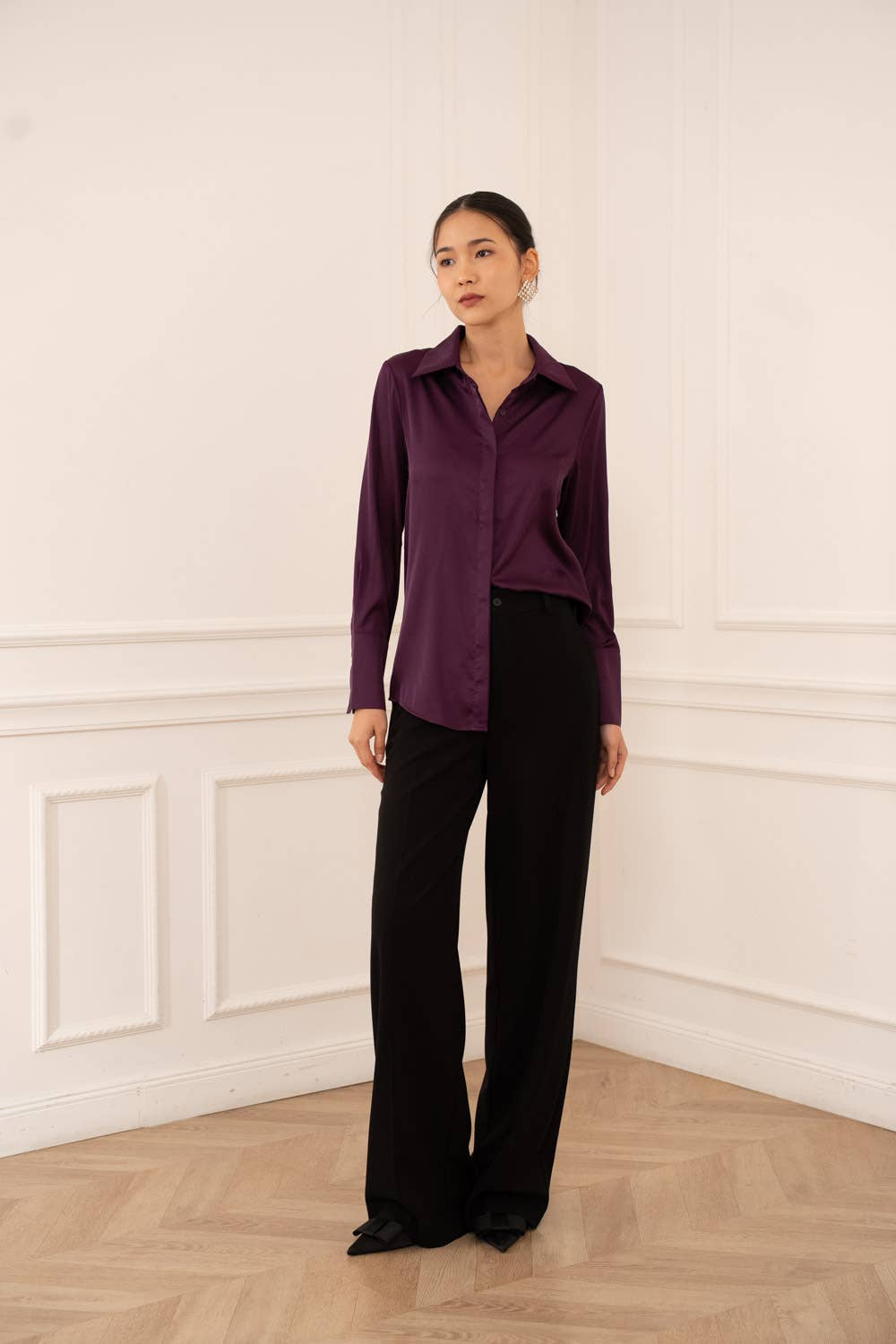 CHOKLATE PARIS – wholesale Tröja med knappar – Dam – Léa-skjorta i satin (S-M-L-XL) - CK0809123