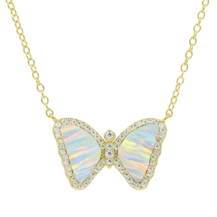 Kamaria Jewelry - Wholesale Pendant/Charm Necklace - Mini Opal Butterfly Necklace