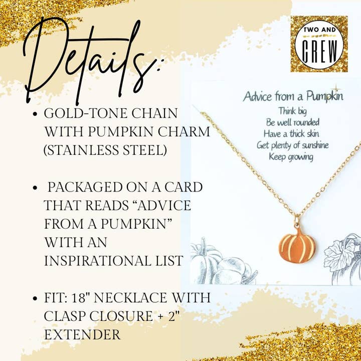 Two and Crew - Faith Based Jewelry & Gifts - Wholesale Pendant/Charm Necklace - Pumpkin Necklace – Fall Halloween jewelry, Thanksgiving gift2