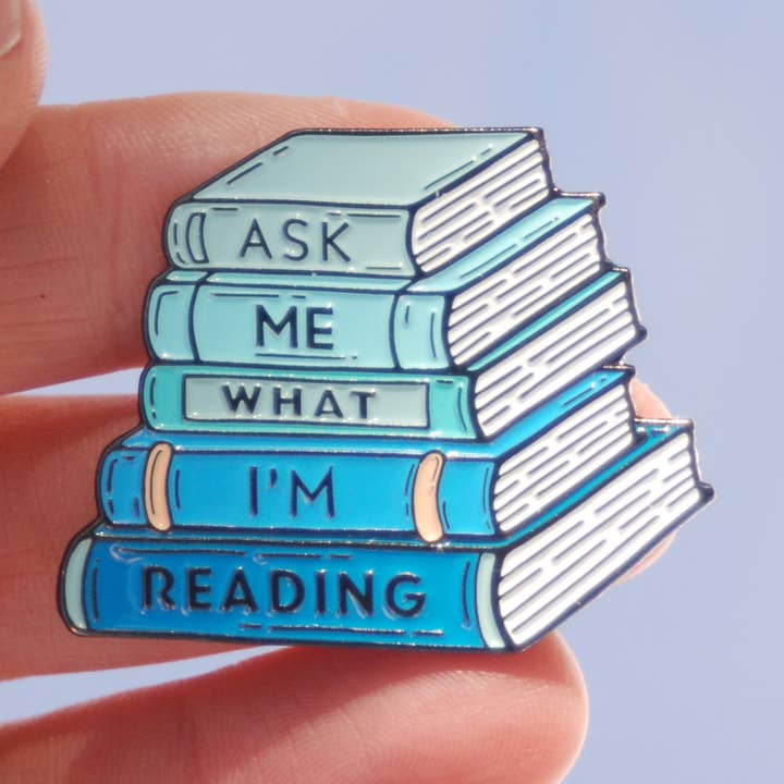 Bang-Up Betty - Wholesale Lapel Pin/Button - Ask Me What I'm Reading Book Enamel Pin0