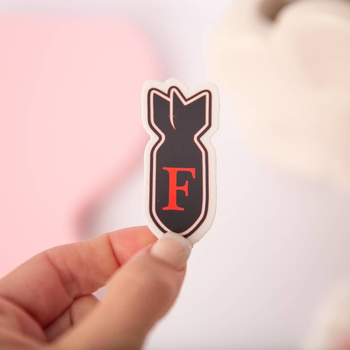 F Sticker for wholesale by The Blush Hut
