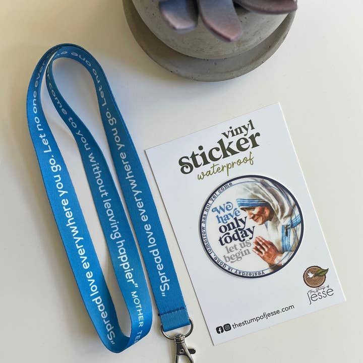 Mother Teresa Lanyard | Spread Love Everywhere You Go for wholesale by The Stump of Jesse
