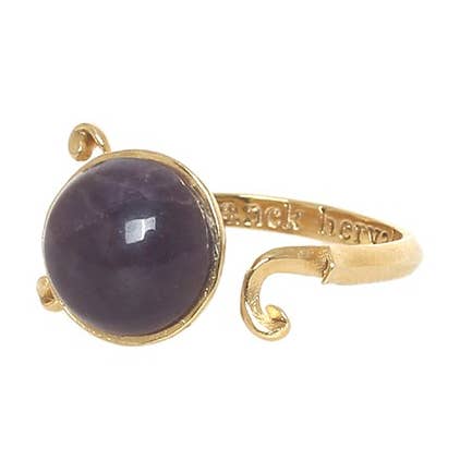 JEANNE adjustable ring with amethyst cabochon for wholesale by Franck Herval