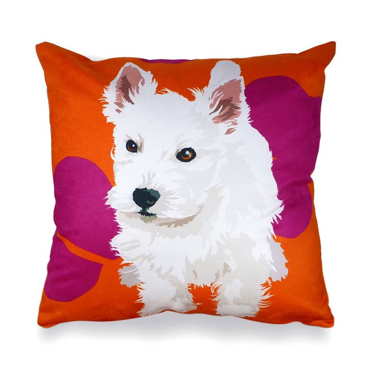 Housse de coussin pour chiot West Highland Terrier (Westie) pour la vente par Leslie Gerry