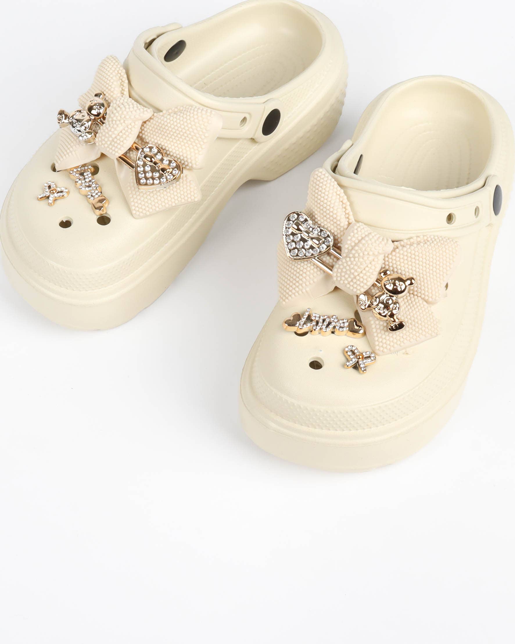 Black Women's Platform Clogs – Chunky Style with Bow and Rhinestones for wholesale on Faire10