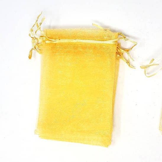 Sacchetto in organza giallo con coulisse 10x15 cm (100 pz) per la vendita all'ingrosso da parte di GREENROOTS USA LLC