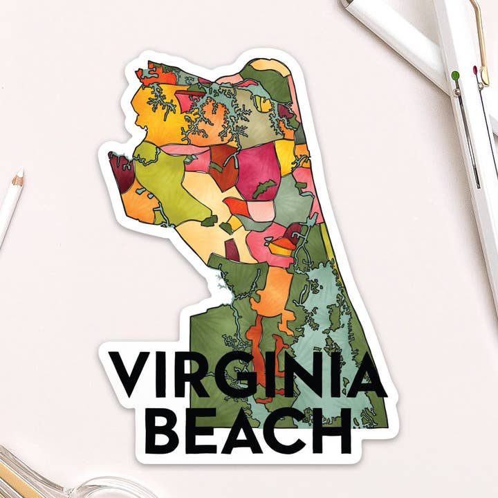 Aufkleber mit den Nachbarschaften von Virginia Beach für den Großhandel von Terratorie Maps + Goods