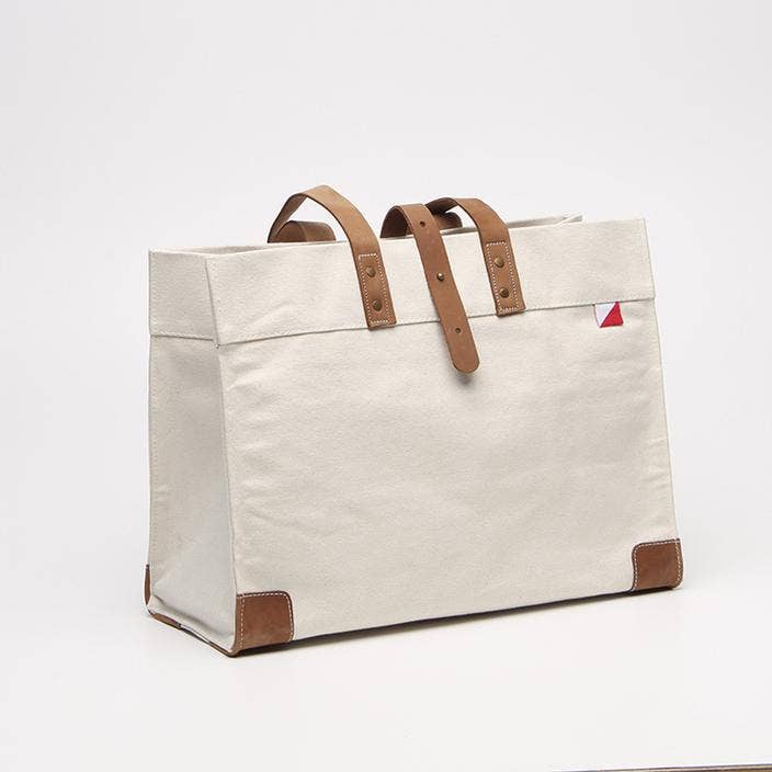 ShoreBags - Wholesale Tote Bag - Women's - Carmel Heavy Canvas Tote Bag with Leather Trim