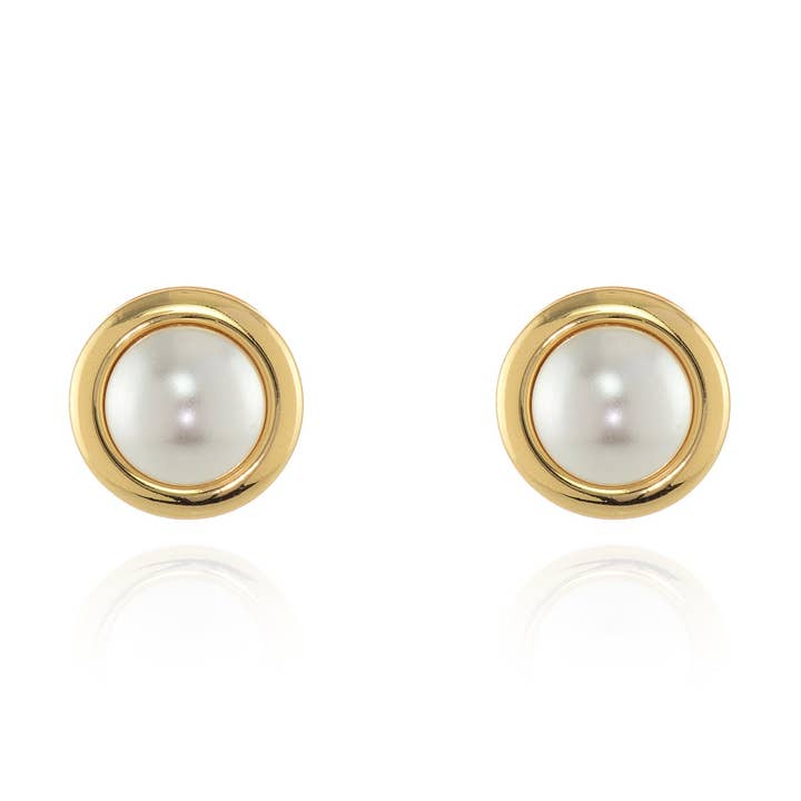 Pablo Pearl Gold Clip On Earrings for wholesale by Cachet London