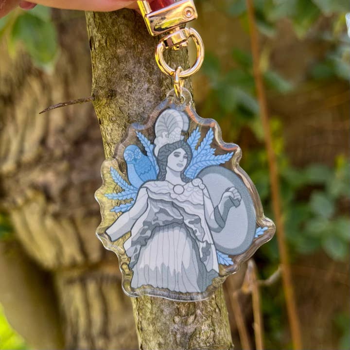 Prachtige Athena Griekse godin dubbelzijdige acryl sleutelhanger! voor wholesale door Heartel Design