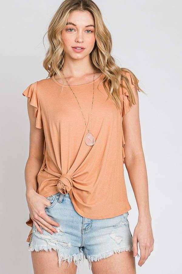 JADE BY JANE - Wholesale Tunic - Women's - Sleeveless Ruffle Top - KRT10375