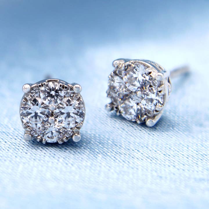 Lab Grown Diamond Stud Earrings Silver Certificate included for wholesale by Fifth and Fine