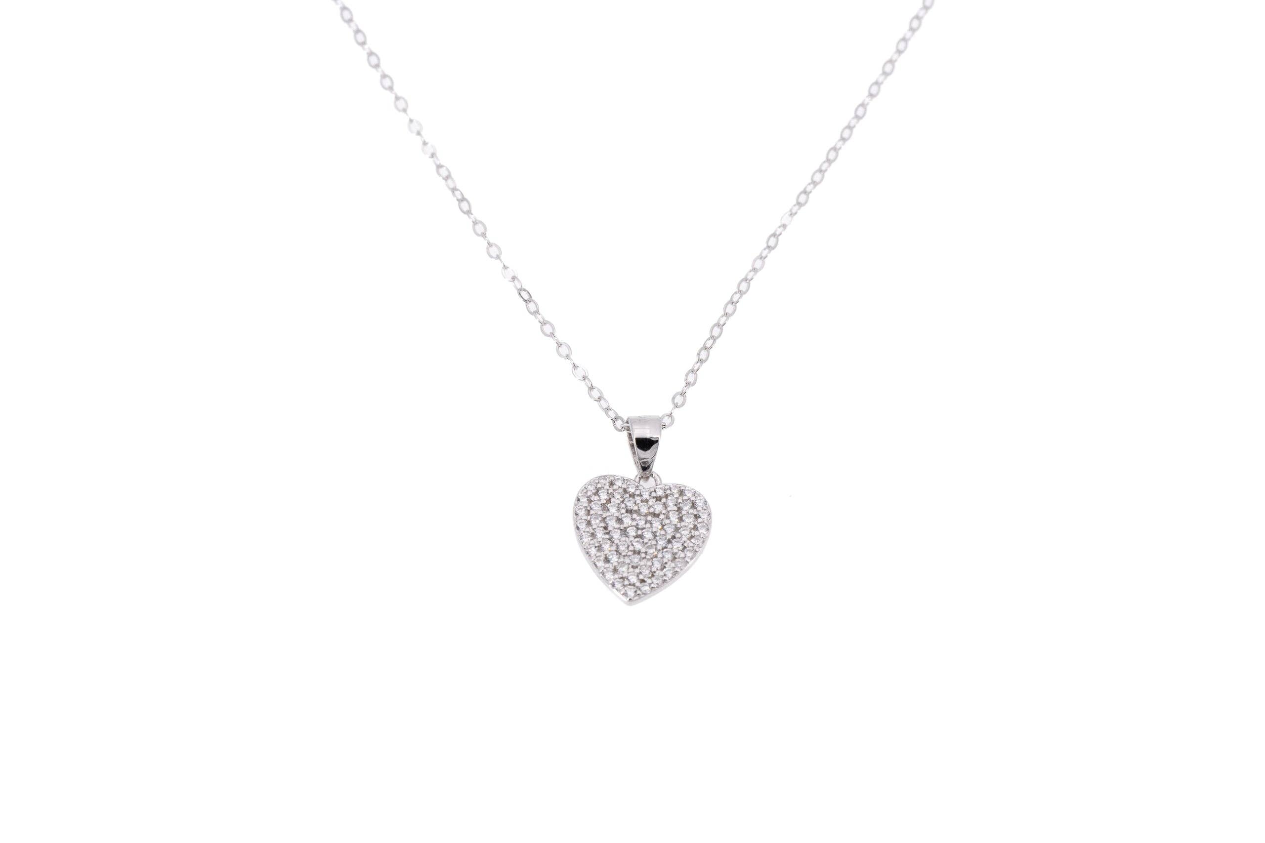 KLK - Venta al por mayor Collares con colgantes/abalorios - Collar de plata corazón circonitas1