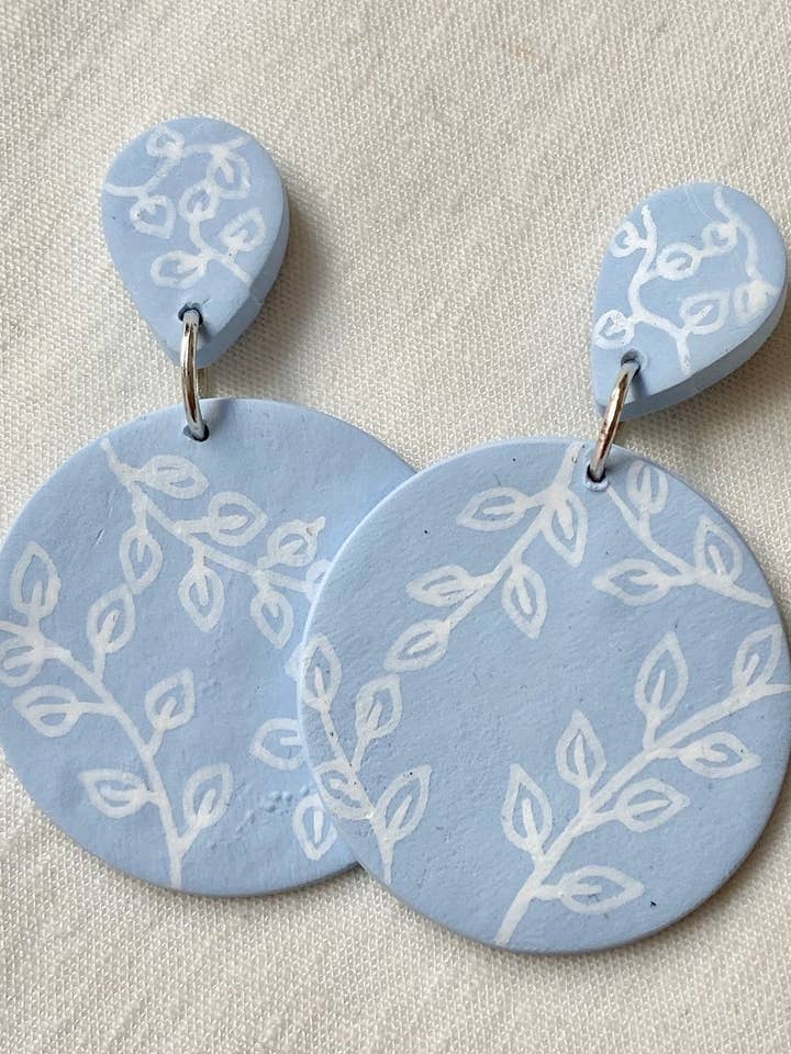 Blue Floral Statement Earrings for wholesale by Clay & Co.