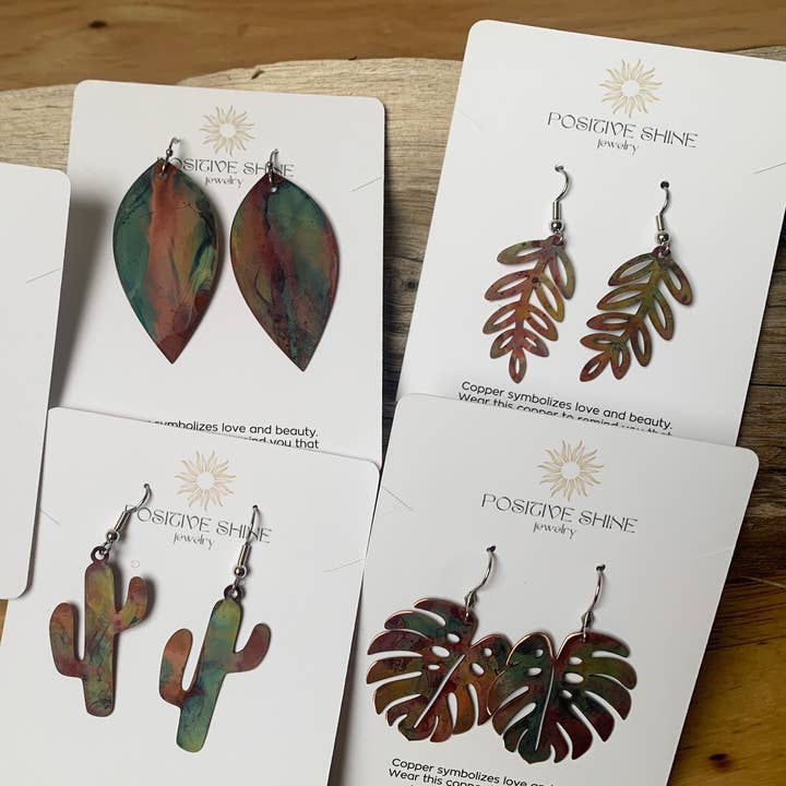 Botanisk Kobber Øreringe Bundle for engroshandel hos Positive Shine Jewelry