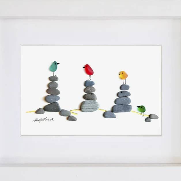 Pile Pile Birds - Sea Glass & Sea Wall Art Picture Decor por atacado de UrchinArtworks