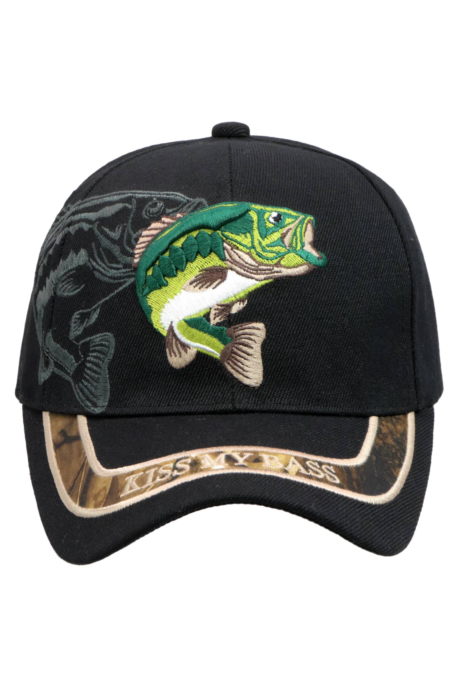 Cap Zone - Venta al por mayor Gorra de béisbol - Unisex - Gorra de béisbol acrílica Kiss My Bass Fish con cierre de velcro0