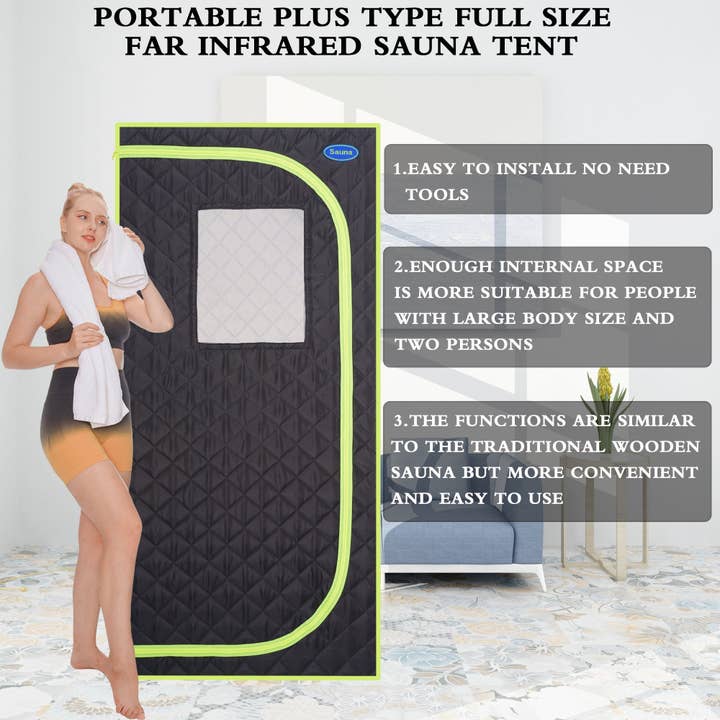 Orange County Decor - Wholesale Tent - Portable Plus Type Full Size Far Infrared Sauna Tent. Spa, Detox ,Therapy And Relaxation At Home.Larger Space,Stainless Steel Connector Easy To Install, With Fcc Certification Black Black Polyester4