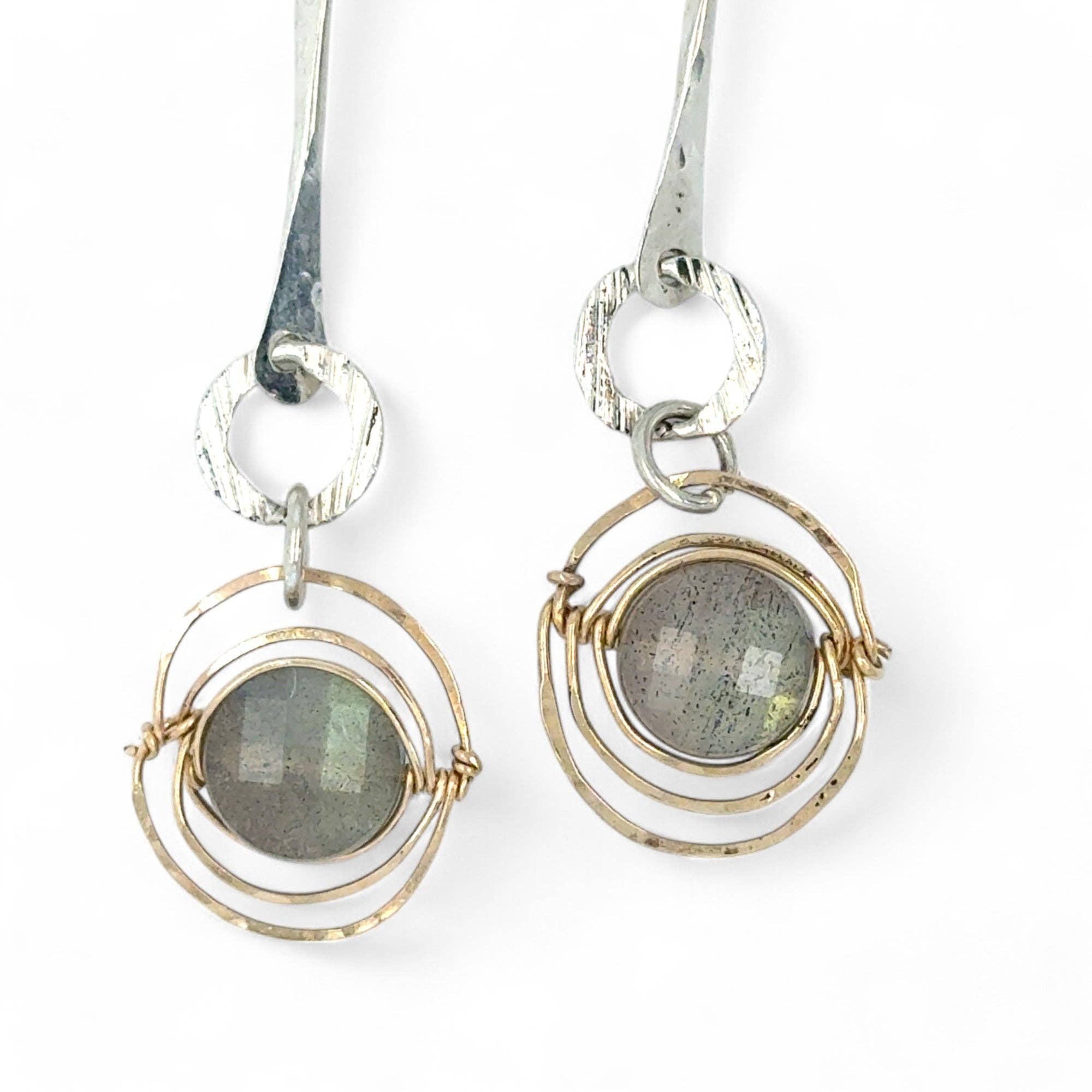 Art by any Means Jewelry - Vente Boucles d'oreilles pendantes - Boucles d'oreilles Labradorite Planétaire E833116