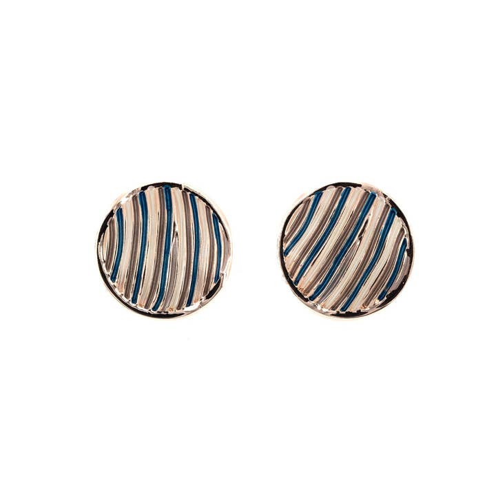 Striped round earrings for wholesale by KLK