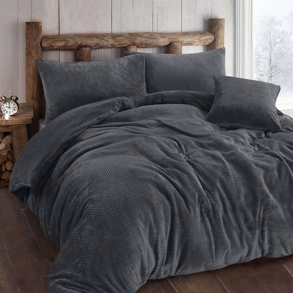 Pretty Little Bed – wholesale Bedding set – Luxury Teddy Popcorn Waffle Duvet Cover Fleece Warm Quilt Bedding Set All Sizes0