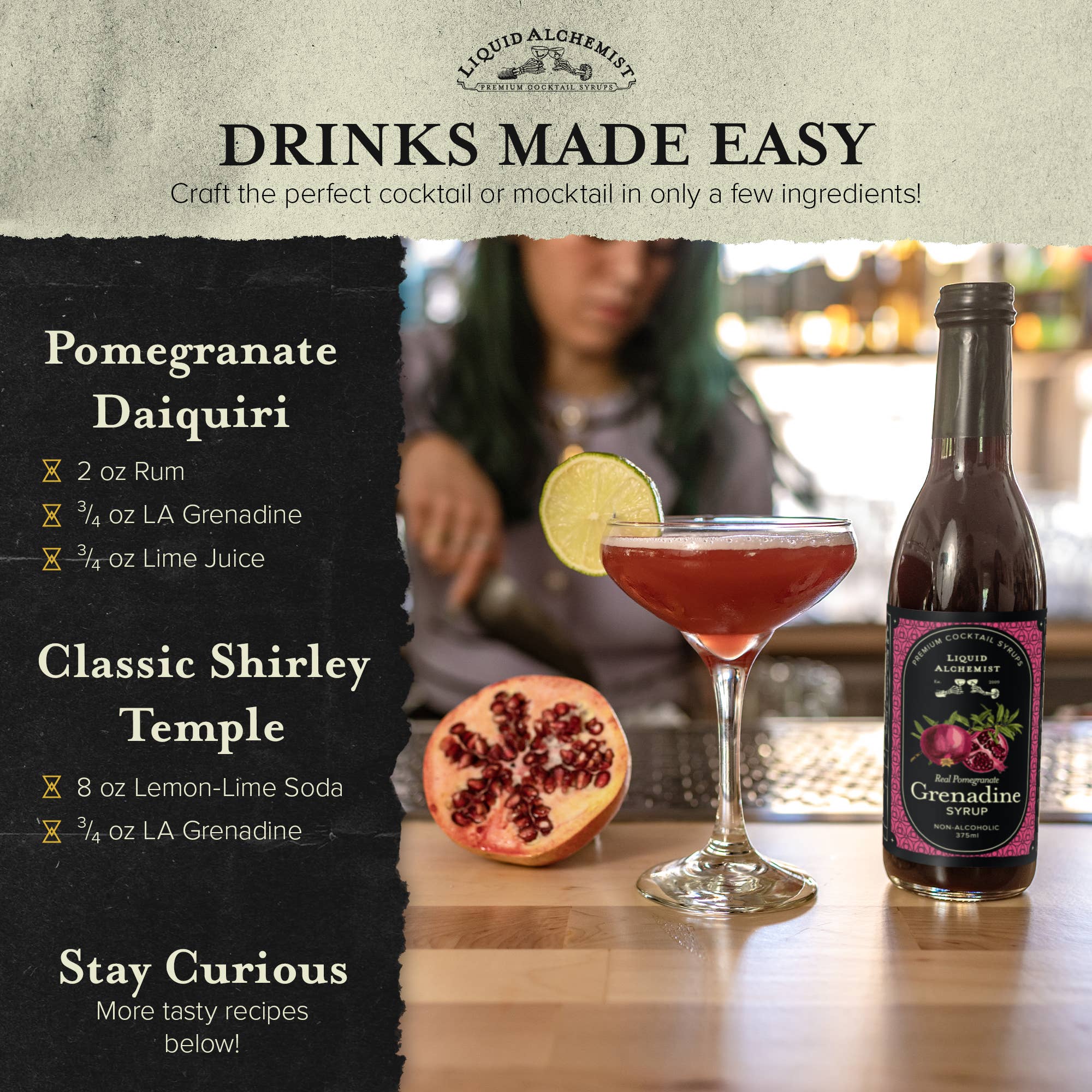 Liquid Alchemist Syrups - Venta al por mayor Preparado/sirope para cóctel - Sirope de cóctel de granadina2