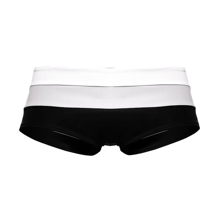 Lipari Boy Short Bottom: Tri Tone Schwarz für den Großhandel von BiancaBikinis