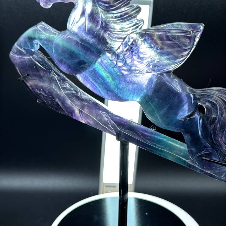 The 7 Directions - Wholesale Spiritual Stone/Crystal - Exquisite Rainbow fluorite Flying horse Pegasus H2085