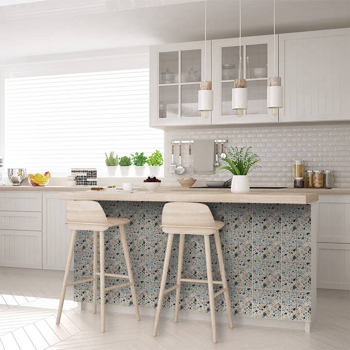 Mi Alma LLC - Venta al por mayor Azulejos - Modelo de adhesivos para azulejos vintage blancos de diseño terrazo - T6