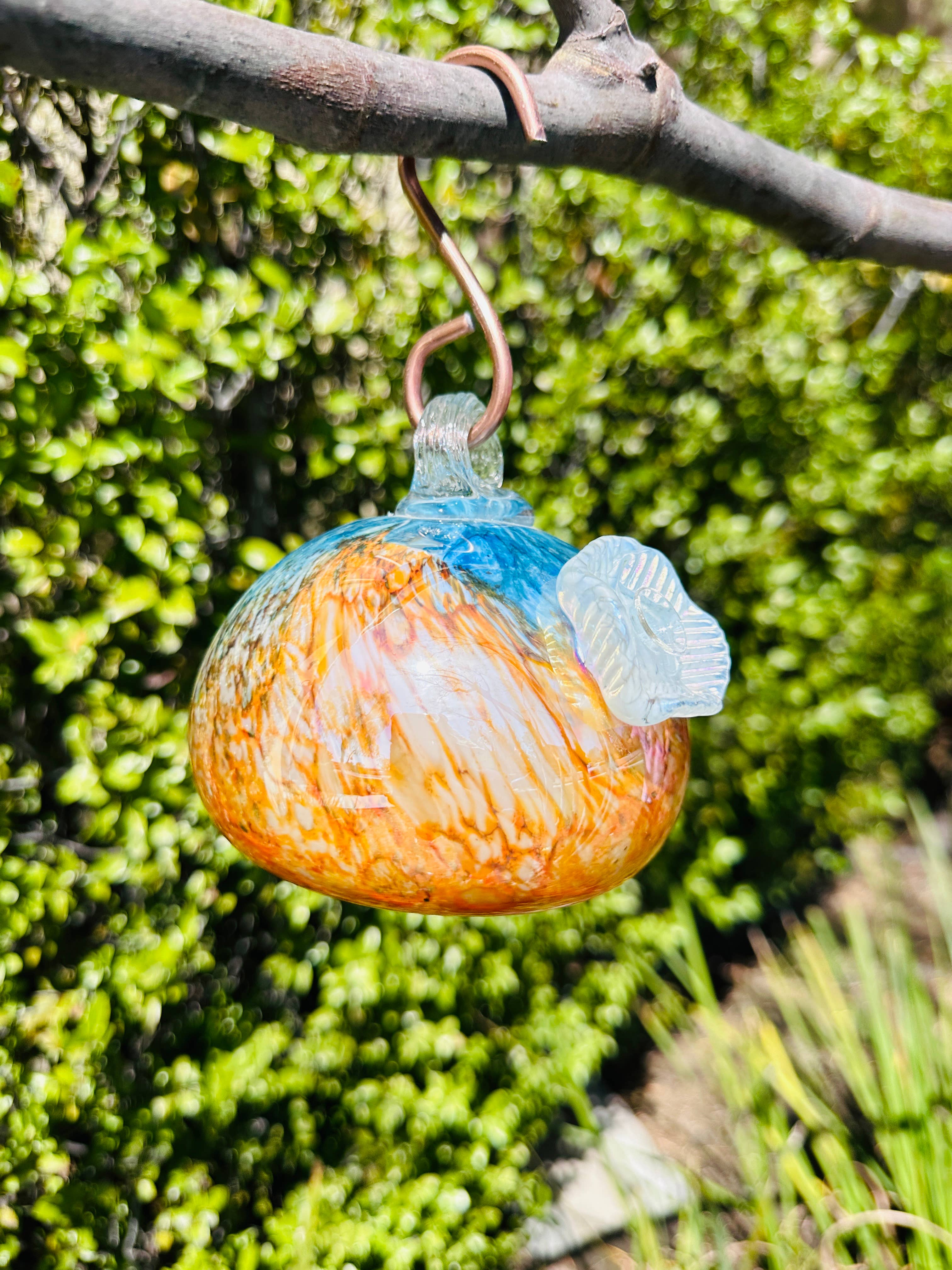 ApricotMint - Wholesale Bird Feeder - Handblown Art Glass Humming Bird Feeder Small11