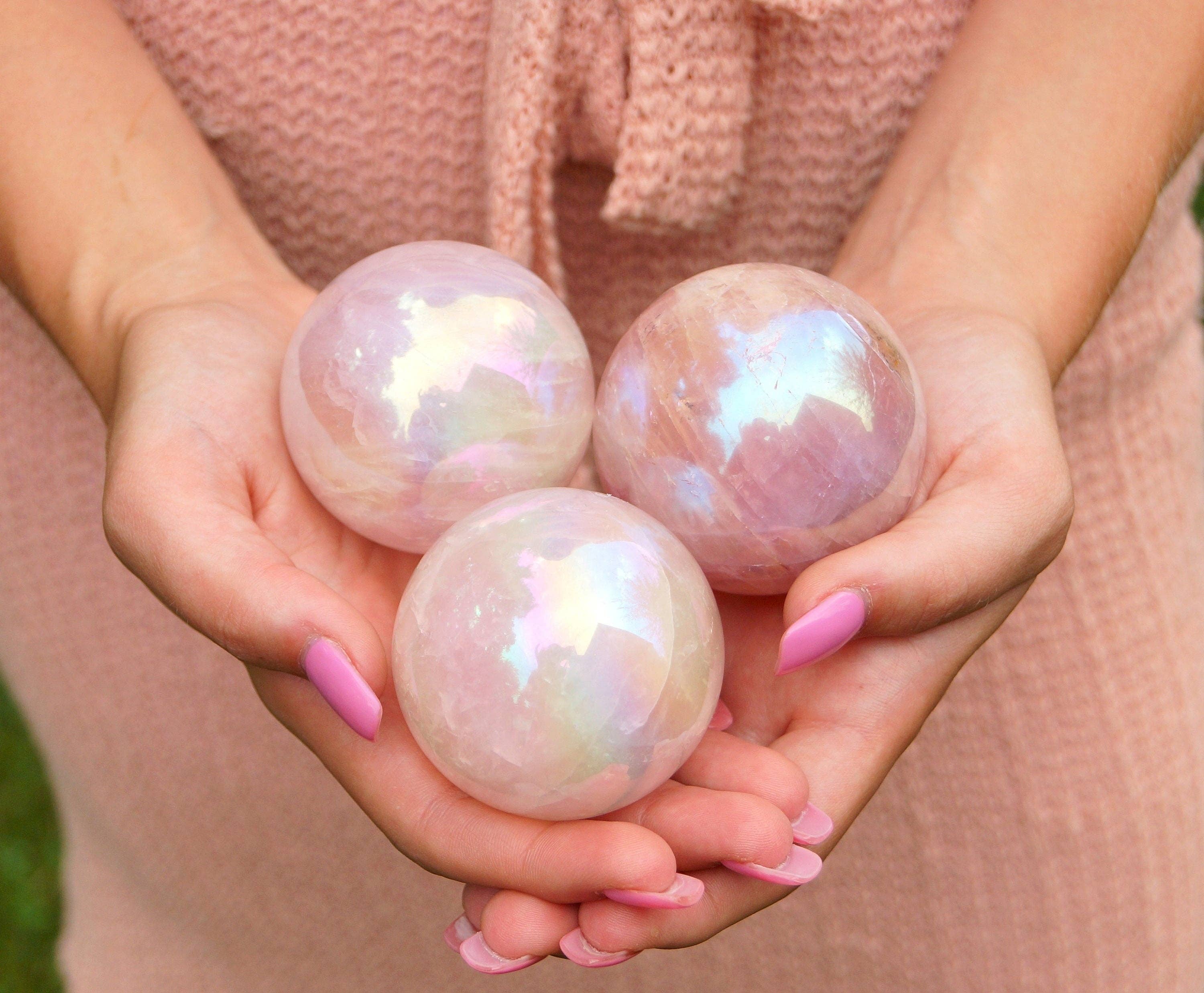 The Crushed Crystal - Wholesale Spiritual Stone/Crystal - Natural Rose quartz Sphere , Aura Rose Quartz Sold per kg4