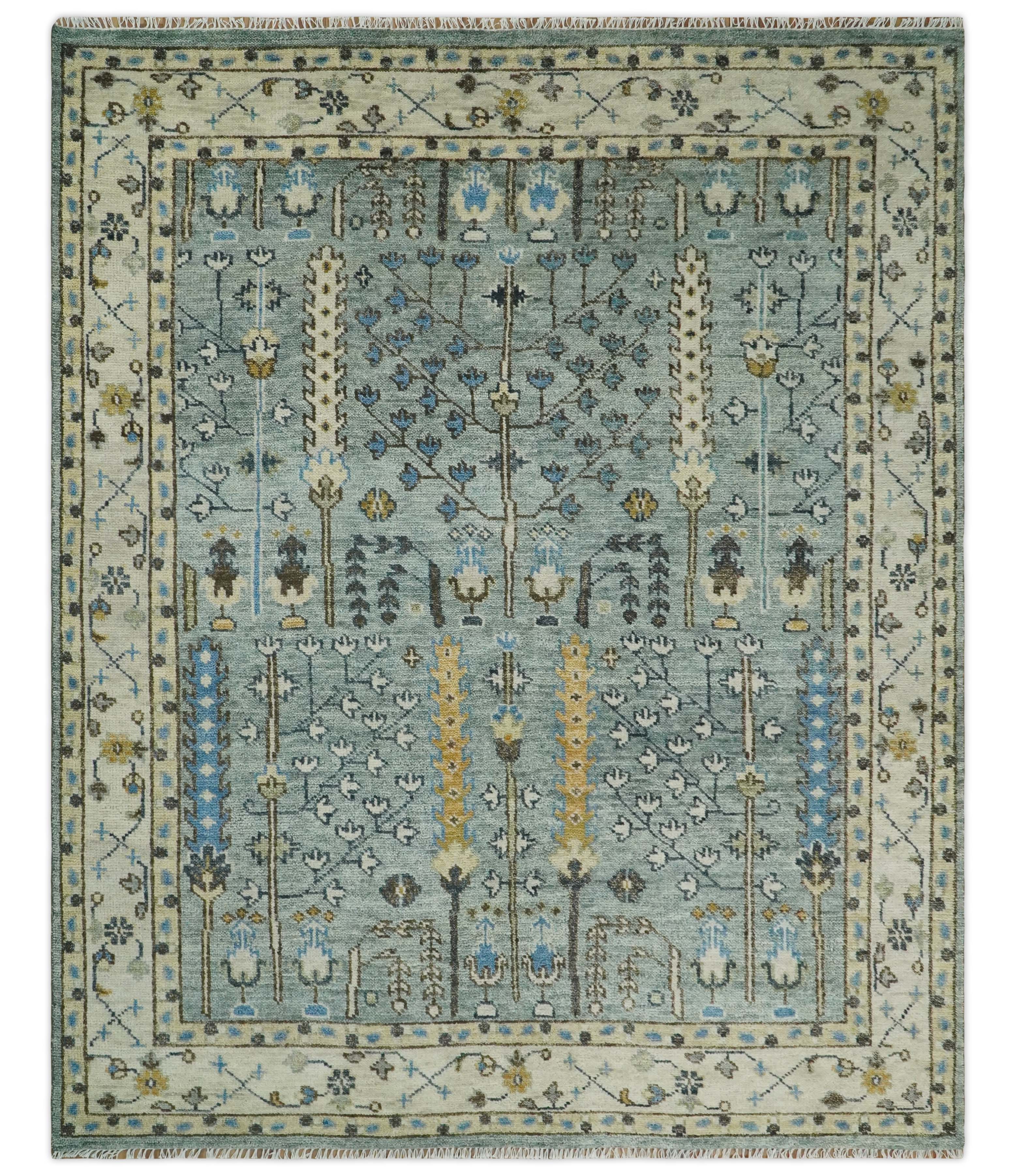 The Rug Decor, Inc. – Tapete por atacado – Anodado à mão 4x6, 5x8, 6x9, 8x10, 9x12, 10x14 e 12x15 Lã Tradicional Azul e Marfim Vintage Antigo Tapete de Lã Oushak Antigo, Tapete de Sala e Quarto8