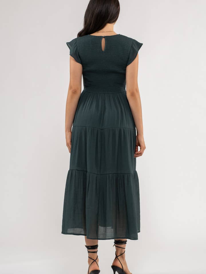 Blu Pepper - Venta al por mayor Vestido - Mujer - Vestido midi con volantes y cuerpo fruncido92