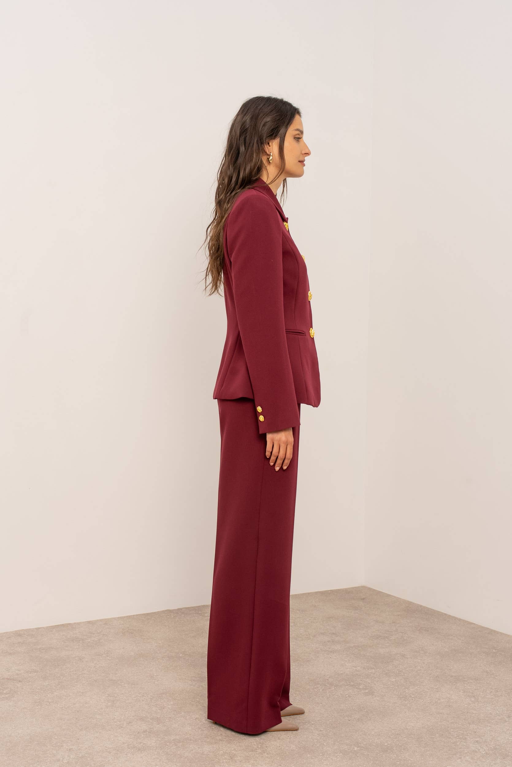 Attentif Paris - Wholesale Jacket - Women's - [Aura] Fitted jacket with shirt collar and gold buttons16