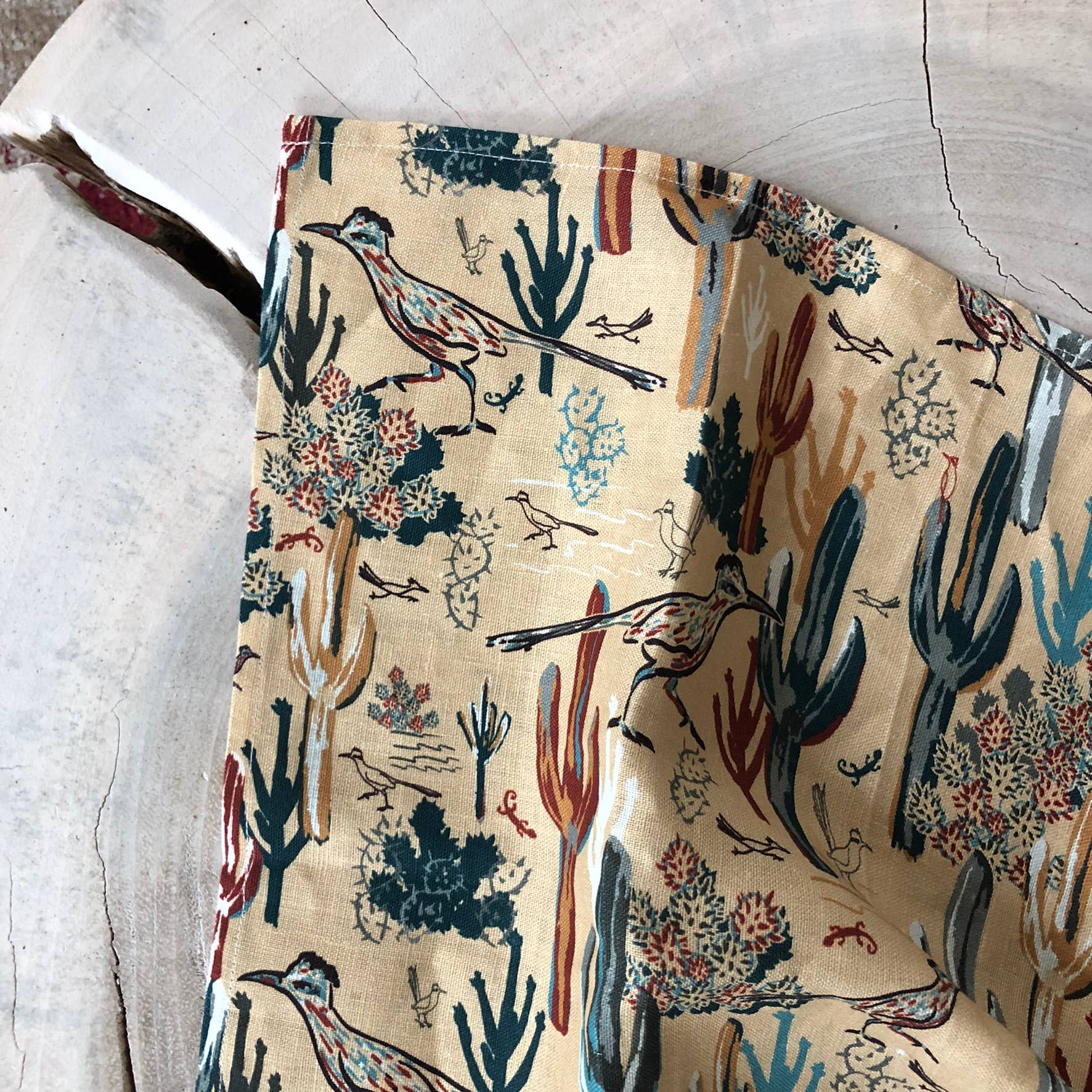 Cher the Fire - Wholesale Tea Towel - Linen Tea Towel, Roadrunner's Quest - Southwest3