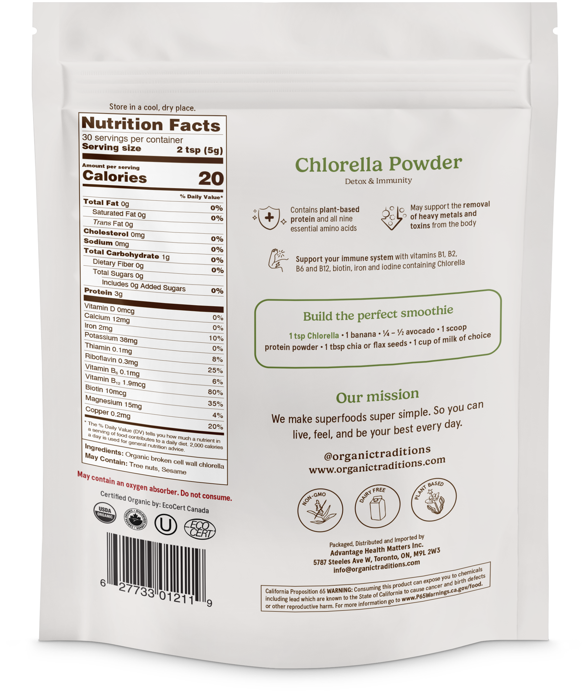 Organic Traditions - Wholesale Protein/Superfood Powder - Chlorella Powder1