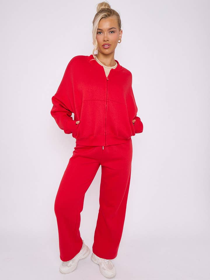 AX Labels - Wholesale Top & Pant Set (NOT Loungewear) - Women's - Oversized Bomber Style Fleece Zipper Co-ord53