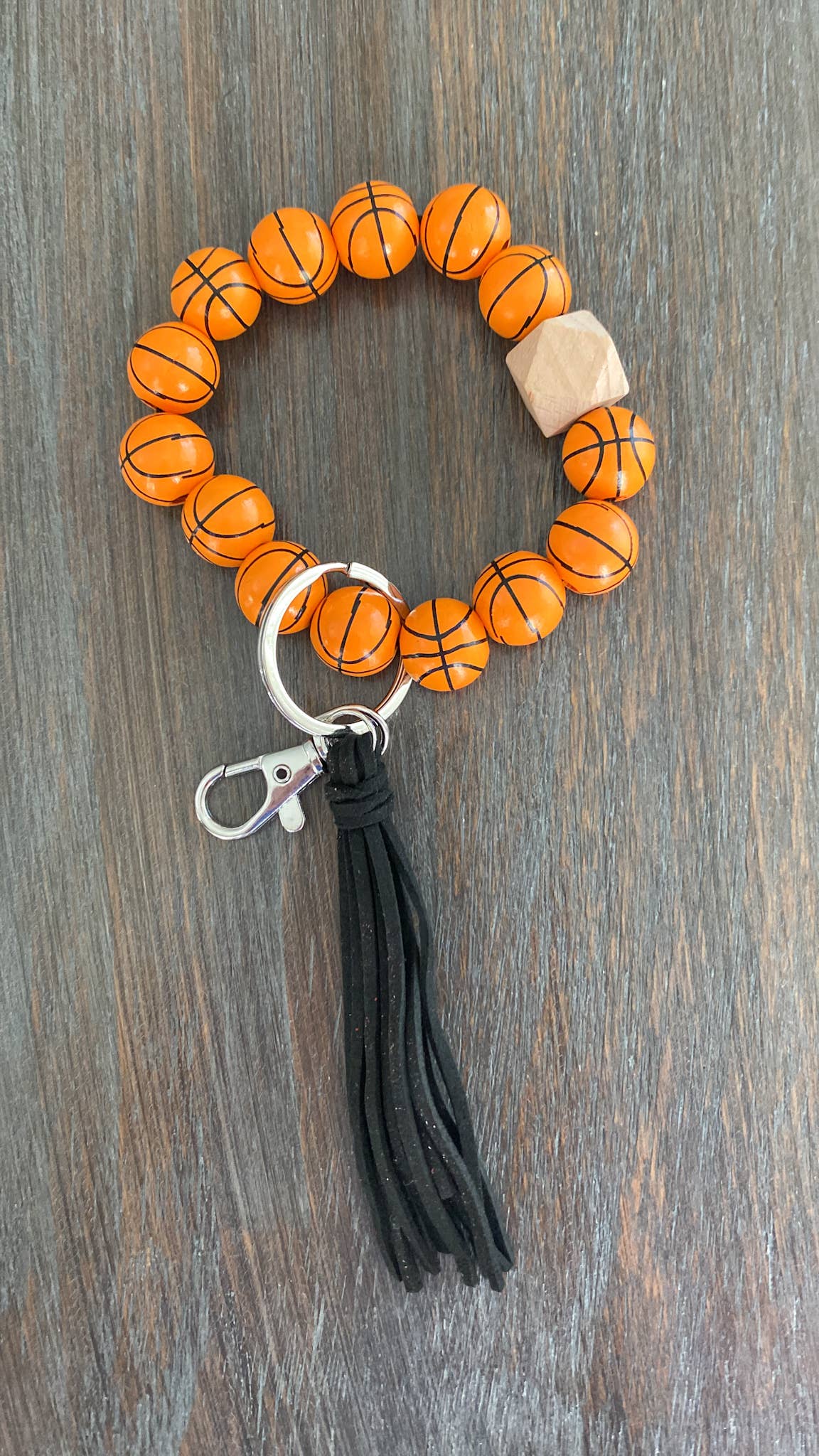 JILLIAN INK LLC - Wholesale Keychain Bracelet - Sports Keychain with Wooden Beads 2