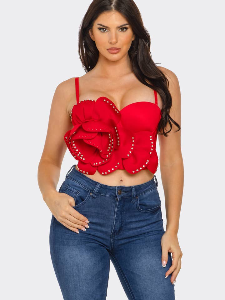 NEWGENS - Wholesale Corset - Women's - NT1113A 3D Floral Bustier Crop Top2