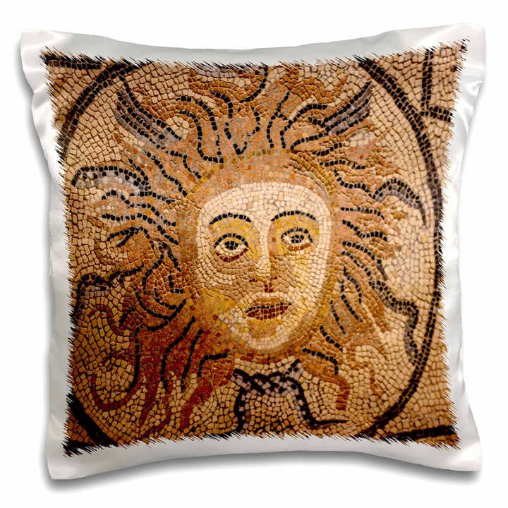 3dRose, Volubilis, Marruecos. Azulejo antiguo con mosaico de cara de sol, Funda de cojín para venta al por mayor de 3dRose