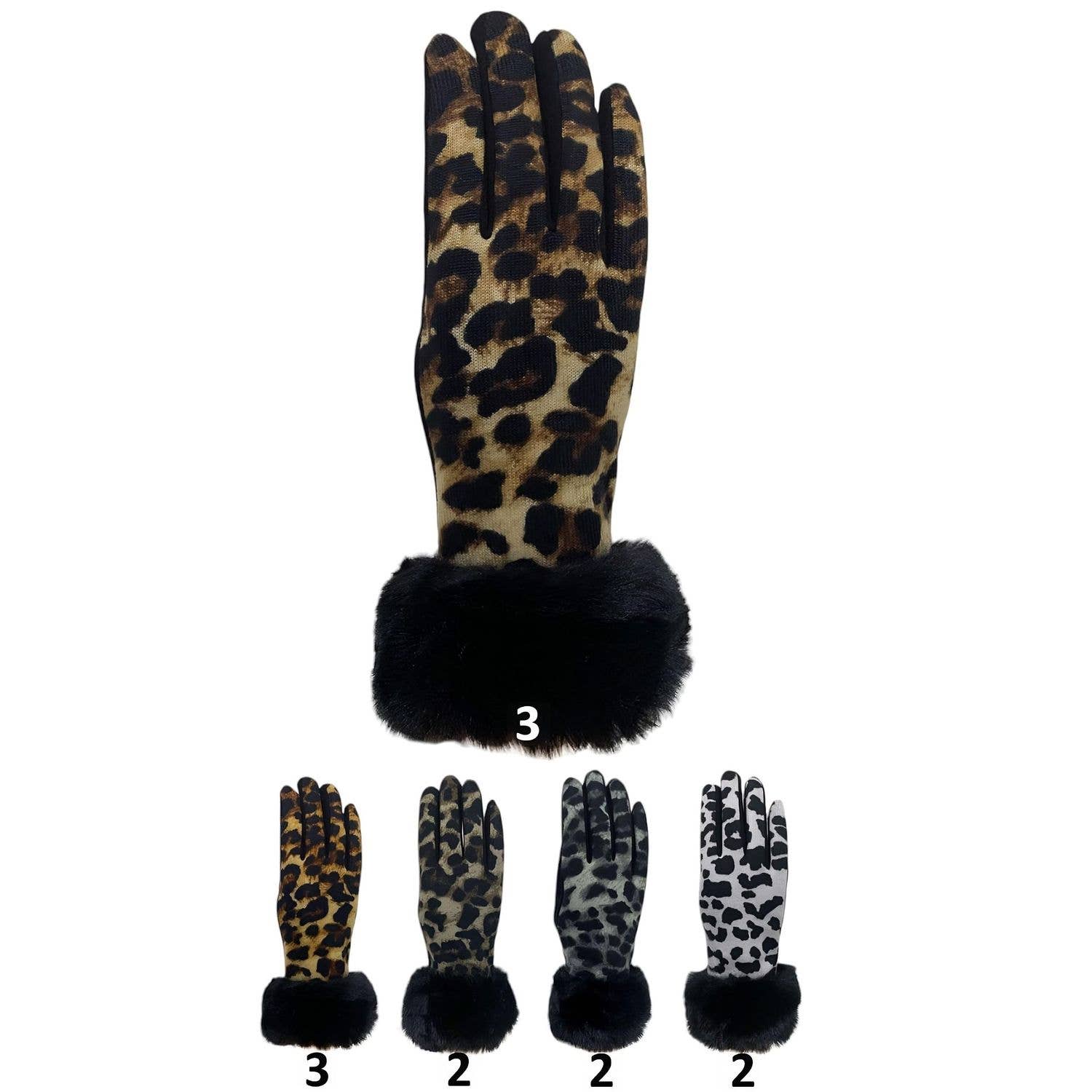 Diacly – wholesale Gloves – Women's – 12pk Leopard Pattern Wrist Fur Women Gloves1