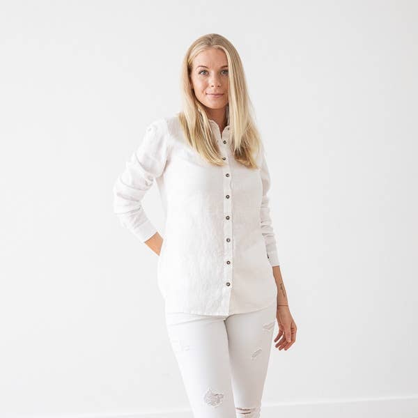 LinenMe - Wholesale Button Down Shirt - Women's - Linen Shirt White Ernesto5