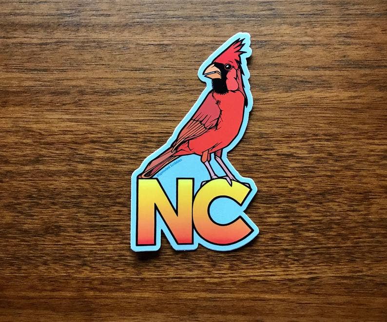Sprouted Scribbles - Wholesale Sticker - North Carolina Sticker - NC Cardinal Bird Travel Nature1