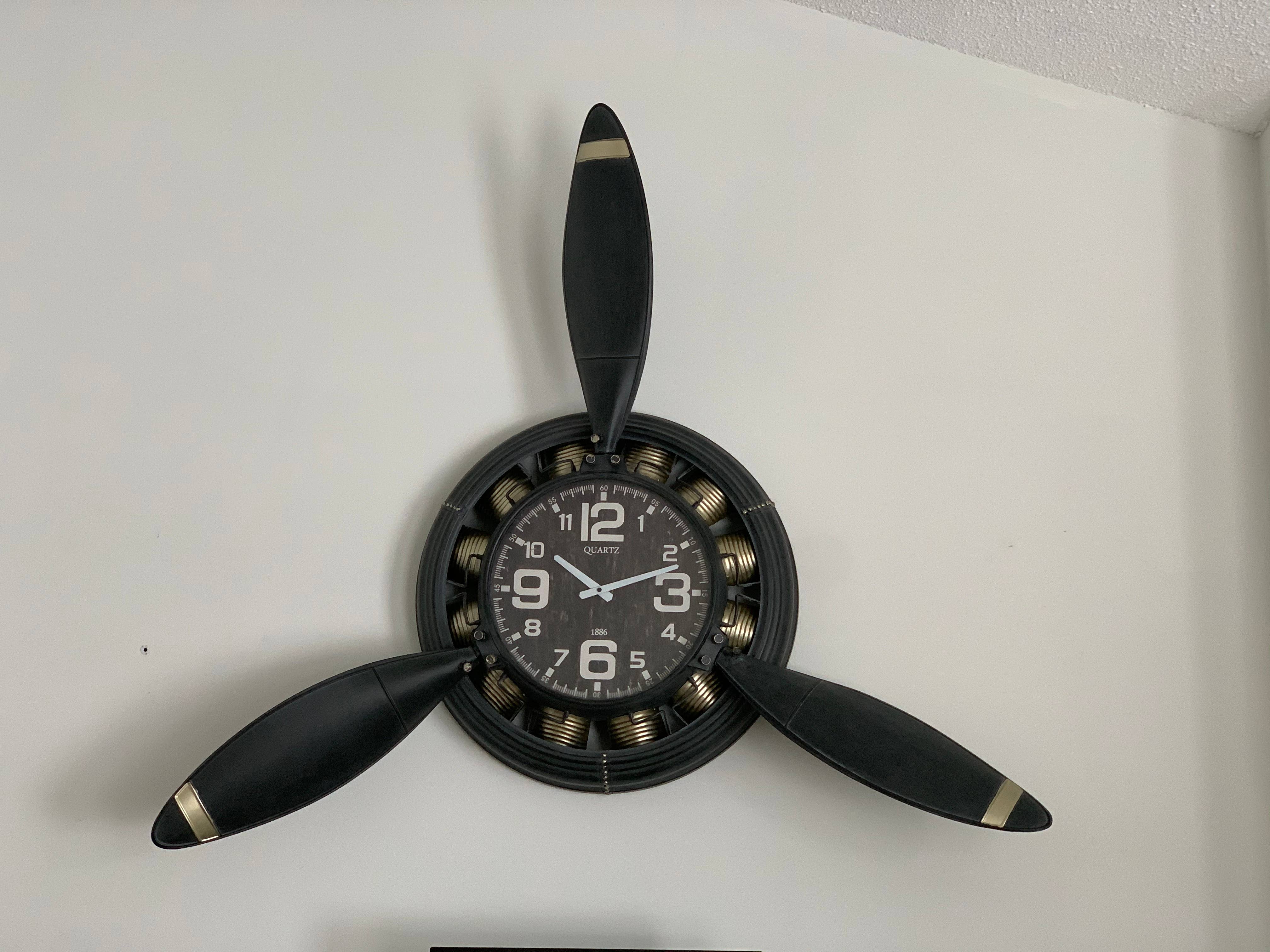 Peterson Housewares & Artwares - Wholesale Wall Accent - Metal Airplane Propeller Wall Décor clock6